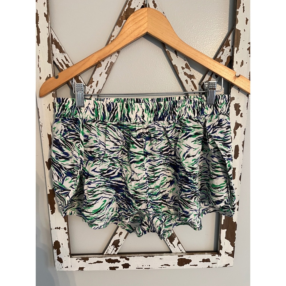Stella McCartney Green Abstract Print Silk Shorts Size L‎